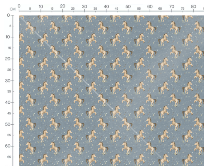 Tissu Imprimé Cheval Heureux Bleu, 10 tissus au choix – Image 3