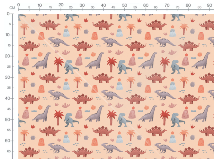 Tissu Imprimé Dinosaure Amis Rouge, 10 tissus au choix – Image 3