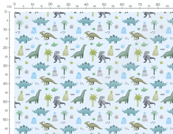 Tissu Imprimé Dinosaure Amis Vert Bleu, 10 tissus au choix – Image 3