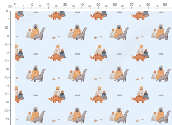 Tissu Imprimé Dinosaure Volcans Bleu, 10 tissus au choix – Image 3