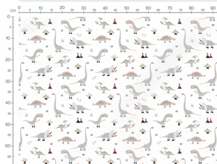 Tissu Imprimé Dinosaures Gris, 10 tissus au choix – Image 3