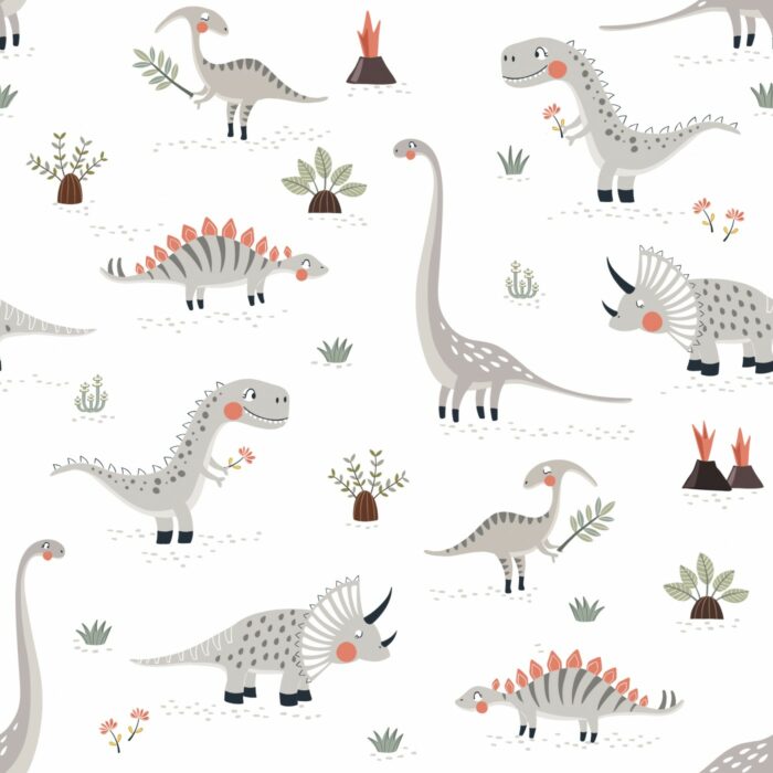 Tissu Imprimé Dinosaures Gris, 10 tissus au choix