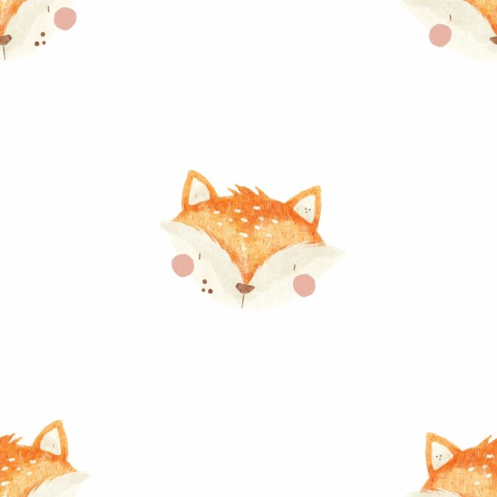 Tissu Imprimé Renard Mignon Blanc Exclusif, 10 tissus au choix