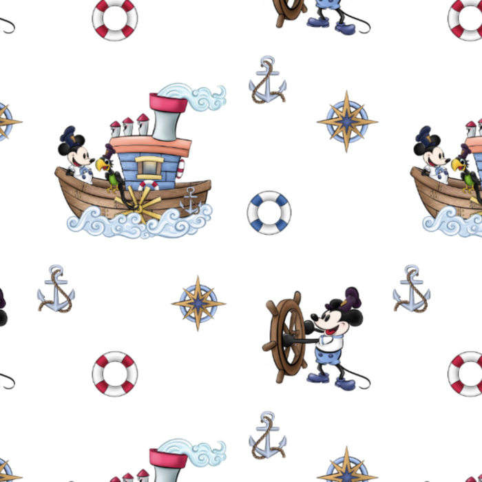 Tissu Exclusif Imprimé Willie Bateau, 10 tissus au choix