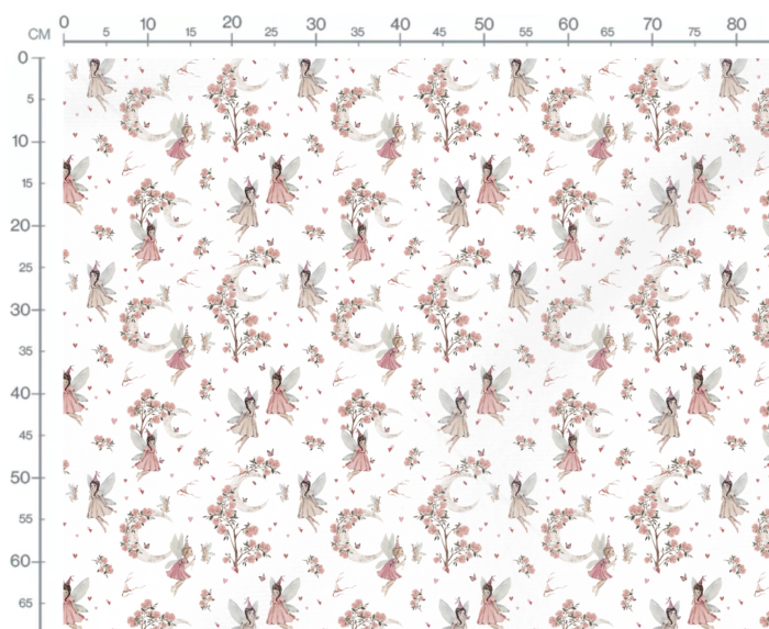 Tissu Imprimé Fées Lune Fleurs Blanc, 10 tissus au choix – Image 3