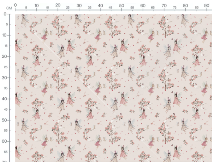 Tissu Imprimé Fées Lune Fleurs Rose Pale, 10 tissus au choix – Image 3