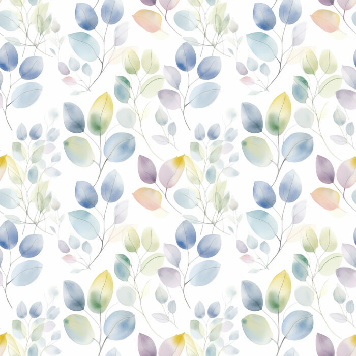 Tissu Imprimé Feuilles Eucalyptus Multicolores, 10 tissus au choix