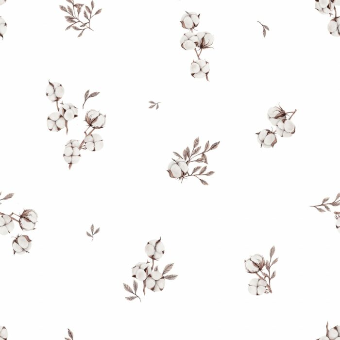 Tissu Imprimé Fleur de Coton Blanc, 7 tissus au choix