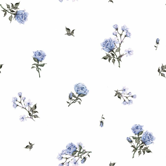 Tissu Imprimé Fleuri Vintage Bleu Blanc, 10 tissus au choix