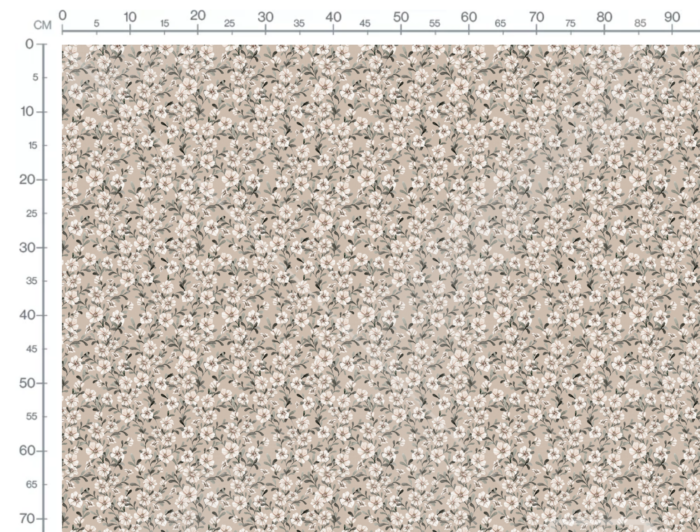 Tissu Fleurs Blanches Vintage Beige, 10 tissus au choix – Image 2