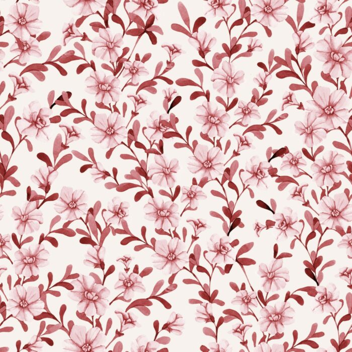 Tissu Fleurs Blanches Vintage Rouge, 10 tissus au choix