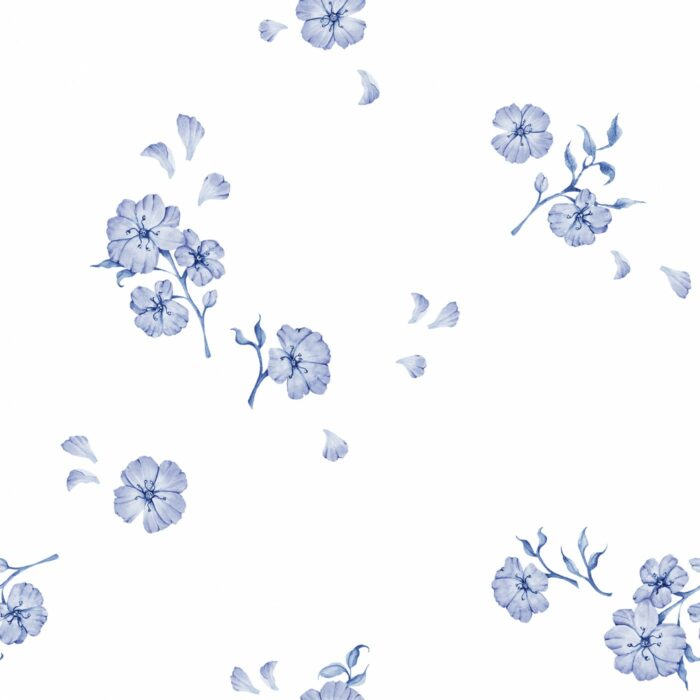 Tissu Imprimé Fleurs Bleues Petales, 2 coloris et 10 tissus au choix