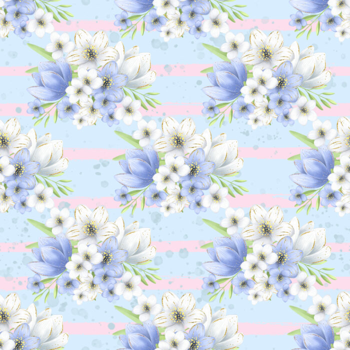 Tissu Imprimé Fleurs Happy Easter Bleu, 10 tissus au choix