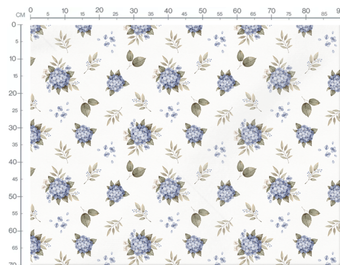 Tissu Imprimé Fleurs Hortensia Bleu Grand, 10 tissus au choix – Image 3