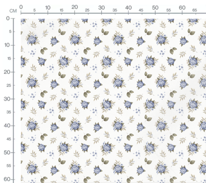 Tissu Imprimé Fleurs Hortensia Bleu Petit, 10 tissus au choix – Image 3