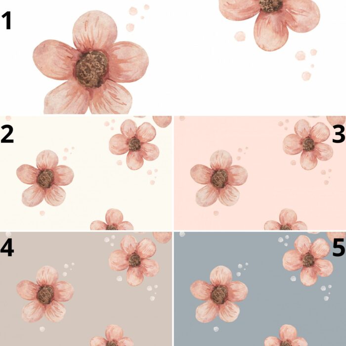 Tissu Imprimé Fleurs Peche Grandes, 5 coloris et 10 tissus au choix – Image 4