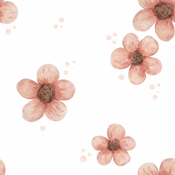Tissu Imprimé Fleurs Peche Grandes, 5 coloris et 10 tissus au choix