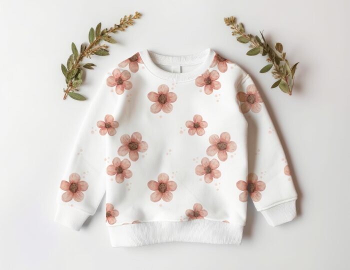 Tissu Imprimé Fleurs Peche Grandes, 5 coloris et 10 tissus au choix – Image 5