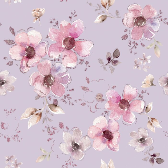 Tissu Fleurs Vintage Boheme Lavande, 10 tissus au choix