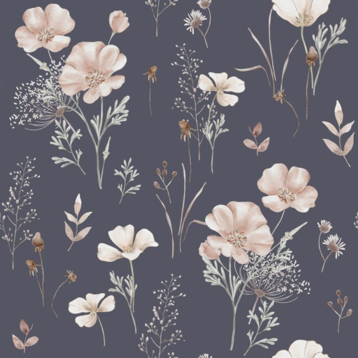 Tissu Imprimé Fleurs Boheme Nuit, 10 tissus au choix