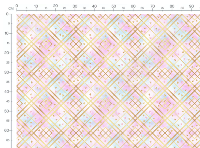 Tissu Imprimé Girly Carreaux Dorés Coeurs, 10 tissus au choix – Image 2