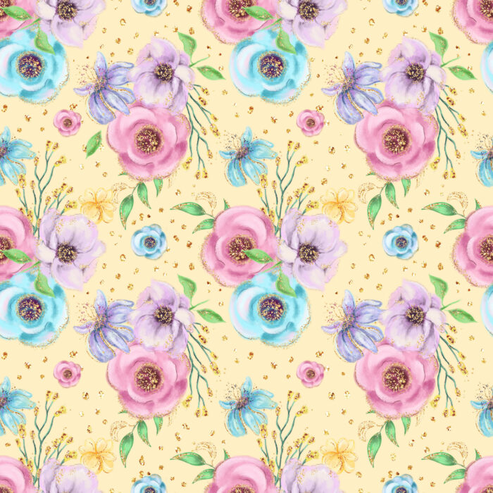 Tissu Imprimé Girly Fleurs Pastel Vanille, 10 tissus au choix