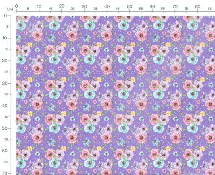 Tissu Imprimé Girly Fleurs Pastel Violet, 10 tissus au choix – Image 2