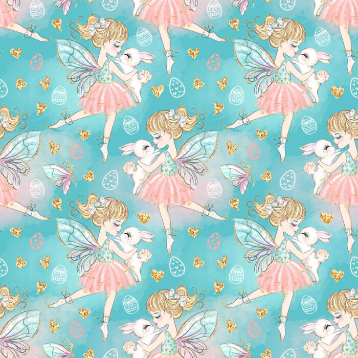 Tissu Imprimé Girly Paques Fée Lapin, 10 tissus au choix