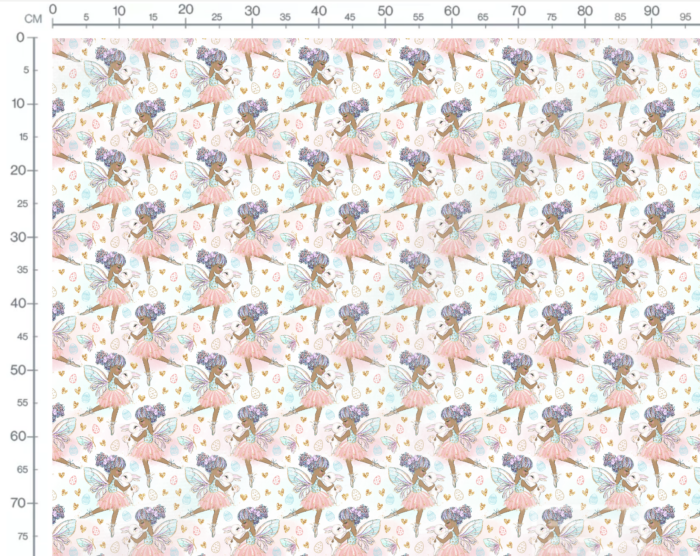 Tissu Imprimé Girly Paques Fée Lapins Pastel, 10 tissus au choix – Image 3