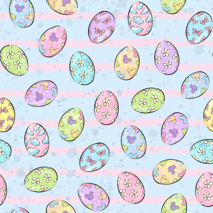 Tissu Imprimé Paques Girly Happy Easter Oeufs, 10 tissus au choix