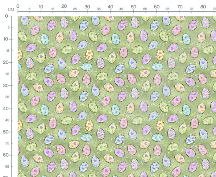 Tissu Imprimé Paques Girly Happy Oeufs Vert, 10 tissus au choix – Image 2