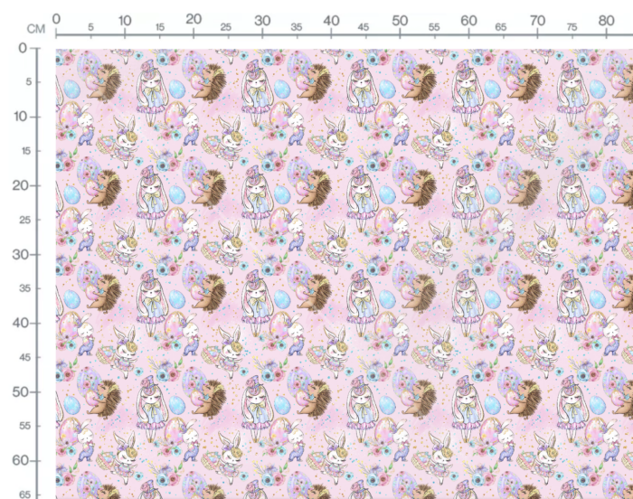 Tissu Imprimé Girly Paques Lapin Hérisson, 10 tissus au choix – Image 3