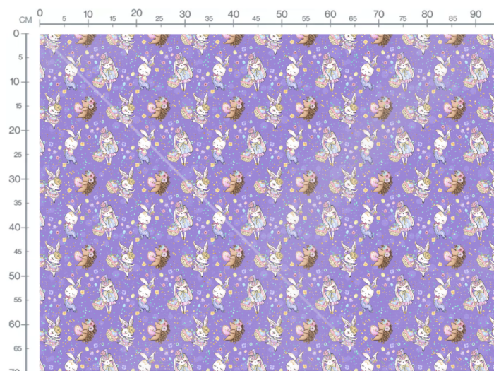 Tissu Imprimé Girly Paques Lapin Hérisson Violet, 10 tissus au choix – Image 3