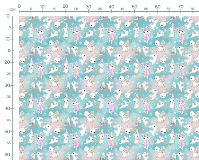 Tissu Imprimé Girly Paques Lapins Magiques, 10 tissus au choix – Image 3