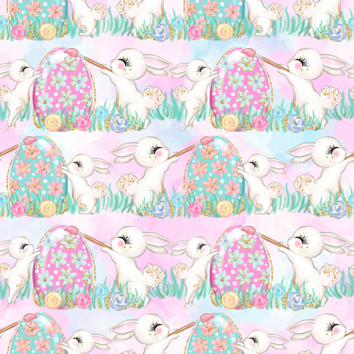 Tissu Imprimé Girly Paques Lapin Oeufs, 10 tissus au choix