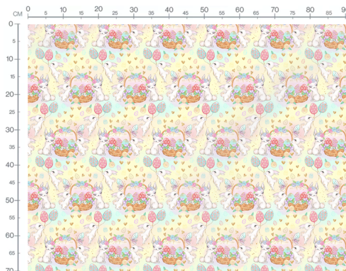 Tissu Imprimé Girly Paques Lapins Panier Pastel, 10 tissus au choix – Image 3
