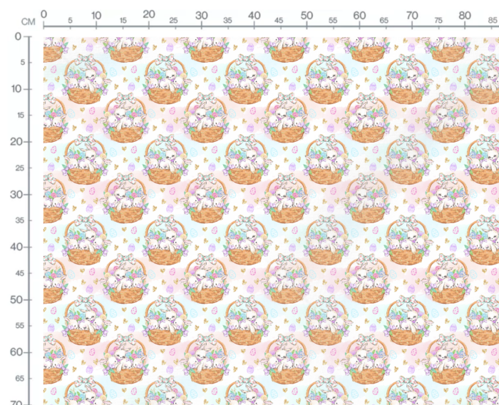 Tissu Imprimé Girly Paques Panier Lapins, 10 tissus au choix – Image 3