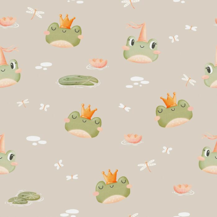 Tissu Imprimé Grenouille Princesse, 4 coloris et 10 tissus au choix