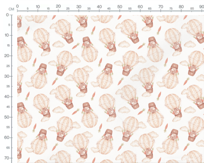 Tissu Imprimé Lapin Ballons Carottes Grand, 10 tissus au choix – Image 3