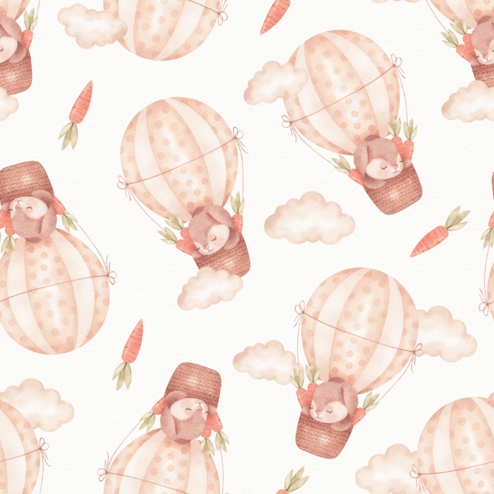 Tissu Imprimé Lapin Ballons Carottes Petit, 10 tissus au choix – Image 2