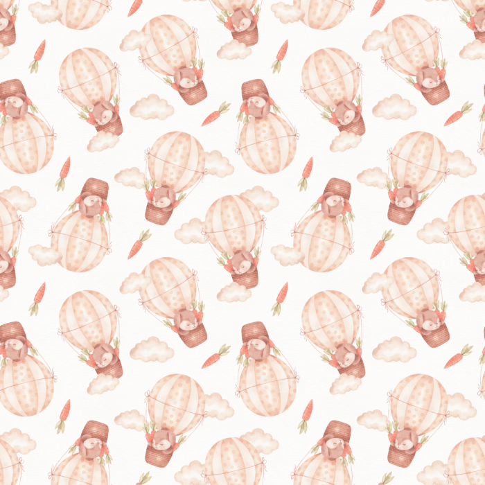 Tissu Imprimé Lapin Ballons Carottes Petit, 10 tissus au choix