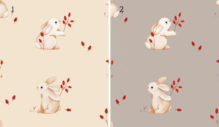 Tissu Imprimé Lapin Eglantier, 2 coloris et 10 tissus au choix – Image 3