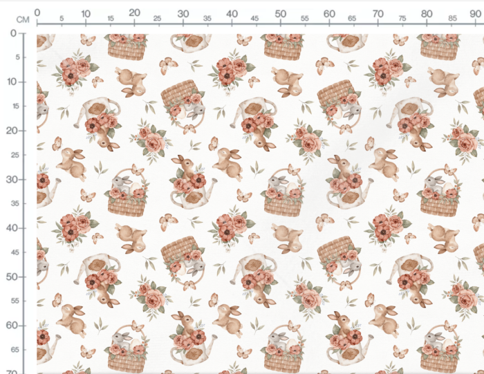 Tissu Imprimé Lapin Paques Fleurs Grand, 10 tissus au choix – Image 3