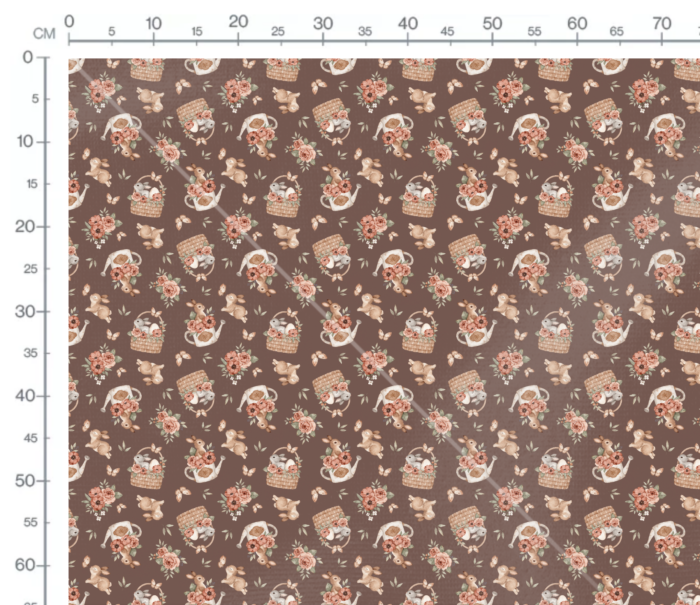 Tissu Imprimé Lapin Paques Fleurs Marron Petit, 10 tissus au choix – Image 3