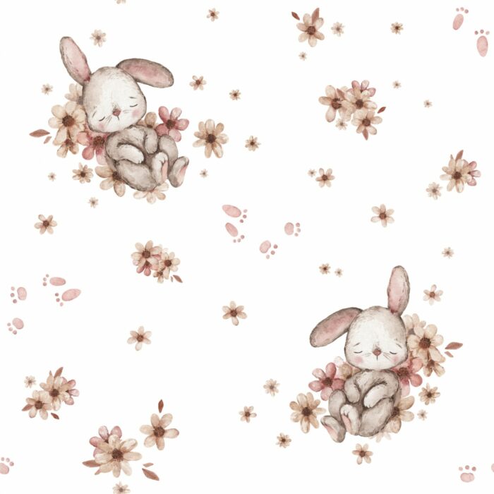Tissu Imprimé Lapin Sieste, 8 coloris, 10 tissus au choix
