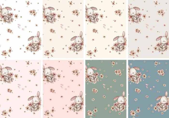 Tissu Imprimé Lapin Sieste, 8 coloris, 10 tissus au choix – Image 3