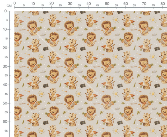 Tissu Imprimé Lion Ecole, 2 coloris et 10 tissus au choix – Image 3