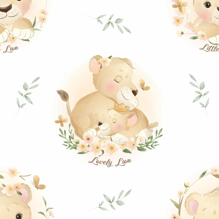 Tissu Imprimé Exclusif Lionceau Bébé Mignon, 10 tissus au choix