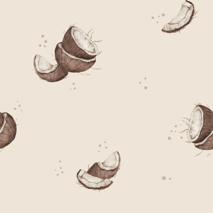 Tissu Imprimé Noix de Coco Blanc, 10 tissus au choix – Image 5