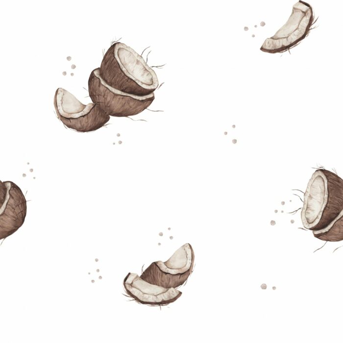 Tissu Imprimé Noix de Coco Blanc, 10 tissus au choix